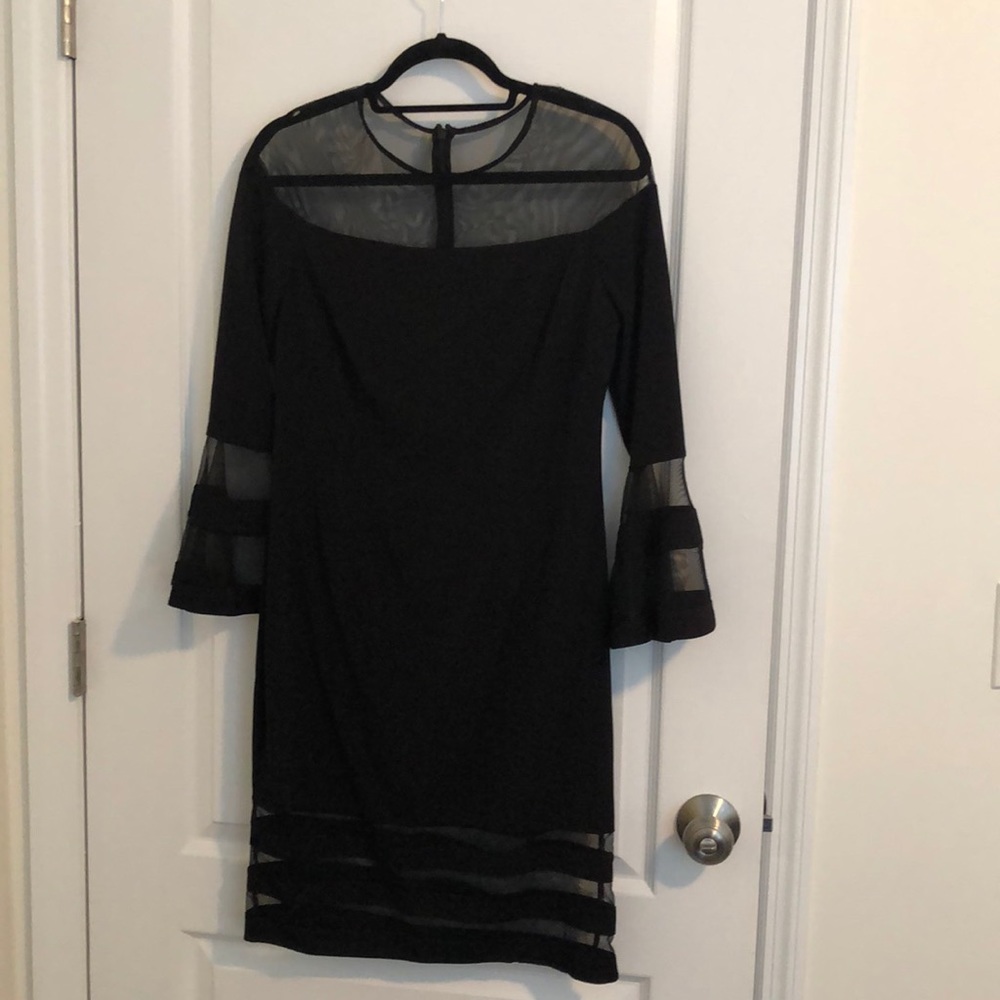 Betsy&Adam - Black and Sheer Midi Dress - Size 12